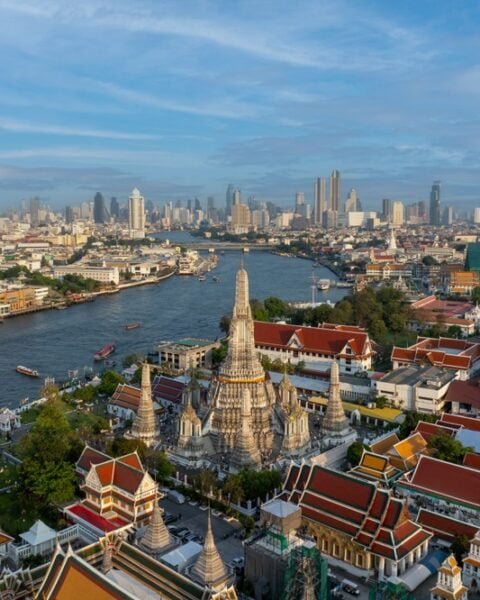 Wat Arun is a landmark temple on the west bank of the Chao Phraya river. It’s easily one of the most stunning temples in Bangkok, an example of Thailand Real Estate Development.